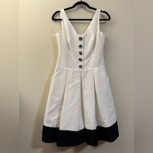 Kay Unger‎ A-Line Pleated Glamorous Gemstone Classic Dress Black and White - 4